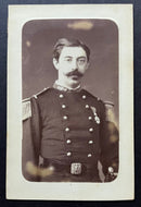 1800's French Carte De Visite Military Officer Photo Paris Vintage Antique