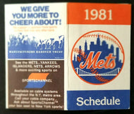 1981 New York Mets MLB Baseball Pocket Schedule Vintage