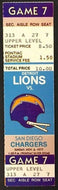 1977 NFL Football Ticket Detroit Lions vs San Diego Chargers Pontiac Silverdome