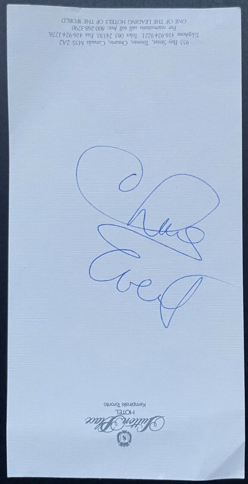 Chris Evert Autographed Paper Sheet Tennis Star Signed Sutton Hotel Note Page