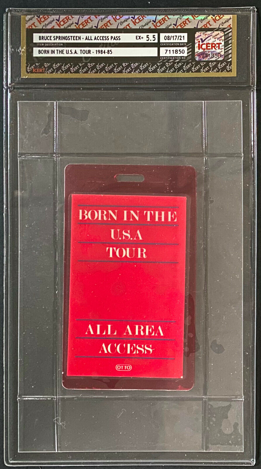 1984 Bruce Springsteen Born In The USA Concert Tour All Access Stage Pass iCert