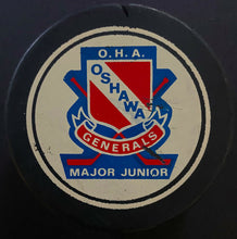 Load image into Gallery viewer, c1970 Oshawa Generals Game Puck OHA Major Jr. A Hockey Used CMJHL
