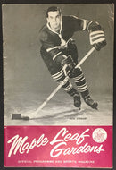 1962 Maple Leaf Gardens NHL Hockey Program Toronto vs Detroit Red Wings Stewart
