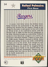 Load image into Gallery viewer, Rafael Palmeiro Autographed 1992 Upper Deck Baseball Card Signed MLB Rangers
