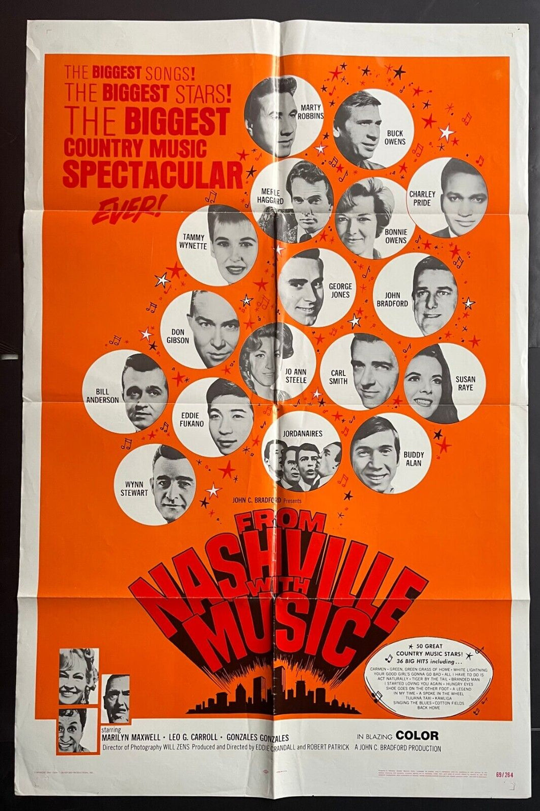 1969 From Nashville With Music Full Size Theatre Poster #69/264 Country Music