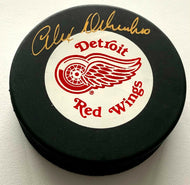 Alex Delvecchio Signed Detroit Red Wings Hockey Puck Autographed NHL Trench MFG