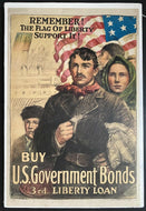 1917 Original Vintage WWI US Government 3rd Liberty Loans War Propaganda Poster