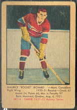 Load image into Gallery viewer, 1951 Parkhurst #4 Maurice Richard NHL Hockey Card RC Montreal Canadiens PSA 2.5
