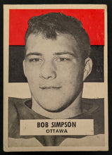 Load image into Gallery viewer, 1959 General Mills Wheaties CFL Football Bob Simpson Ottawa Rough Riders Card
