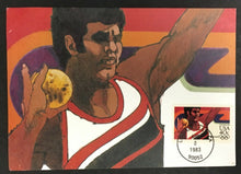 Load image into Gallery viewer, 1984 Summer Olympics Post Card USA Los Angeles California Stamp Robert Peak Art

