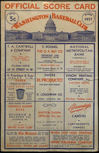 Load image into Gallery viewer, 1937 Rare MLB Baseball Scorecard Washington Senators Boston Red Sox Vintage
