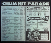 Load image into Gallery viewer, Rare Chum Radio Survey Error Chart x2 Sept 1966 Vintage Beatles #1 Donovan #2
