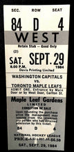 Load image into Gallery viewer, 1984 Toronto Maple Leafs vs Washington Capitals Unused Ticket Preseason NHL HKY
