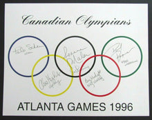 Load image into Gallery viewer, 1996 Atlanta Summer Olympics Card Signed By 5 Canadian Olympians Malar + Hughes
