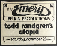 1970s Todd Rundgren Utopia Concert Decal Emery Auditorium Music Sticker Pass