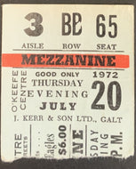 1972 O'keefe Centre Toronto Historic Concert Ticket Procol Harum + The Eagles