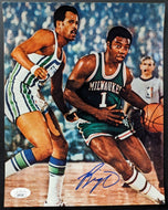 Oscar Robinson Autographed Basketball Photo Signed Milwaukee Bucks NBA JSA COA
