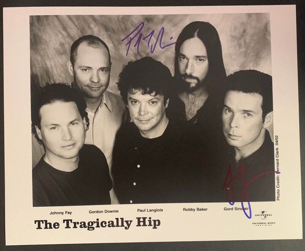 2002 The Tragically Hip 2 Members Signed Autographed B&W Photo Music Rock VTG