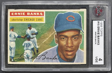 Load image into Gallery viewer, 1956 Topps #15 Ernie Banks Chicago Cubs White Back MLB Card KSA VGE 4
