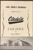 1951-52 Quebec Colisee Junior Hockey League Program Citadelle vs Notional NHLERS