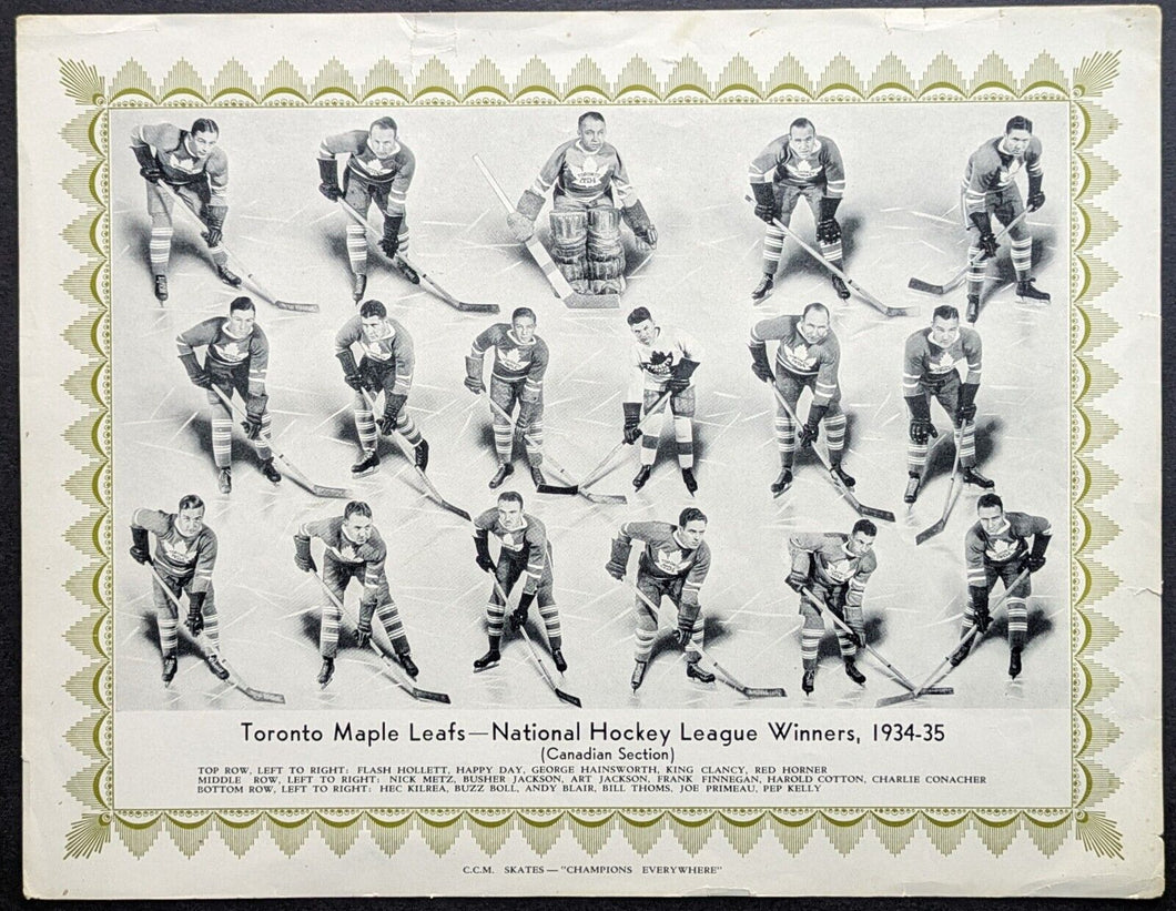 1934/35 Toronto Maple Leafs Photo CCM Skates Premium Print Hap Day King Clancy