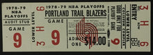 Load image into Gallery viewer, 1978-79 NBA Playoffs Basketball Ticket Portland Trail Blazers Game 9
