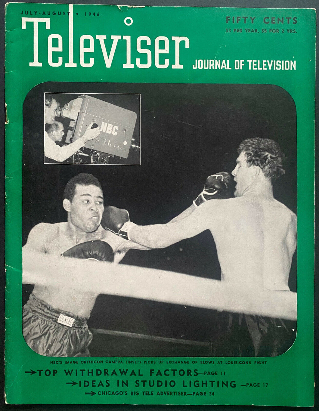 1946 Televiser Magazine Rare Issue Joe Louis vs Billy Conn Fight Cover Photo