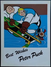 Load image into Gallery viewer, Set Of 5 Different Peter Puck 1980 Postcards Vintage Hockey Post Card
