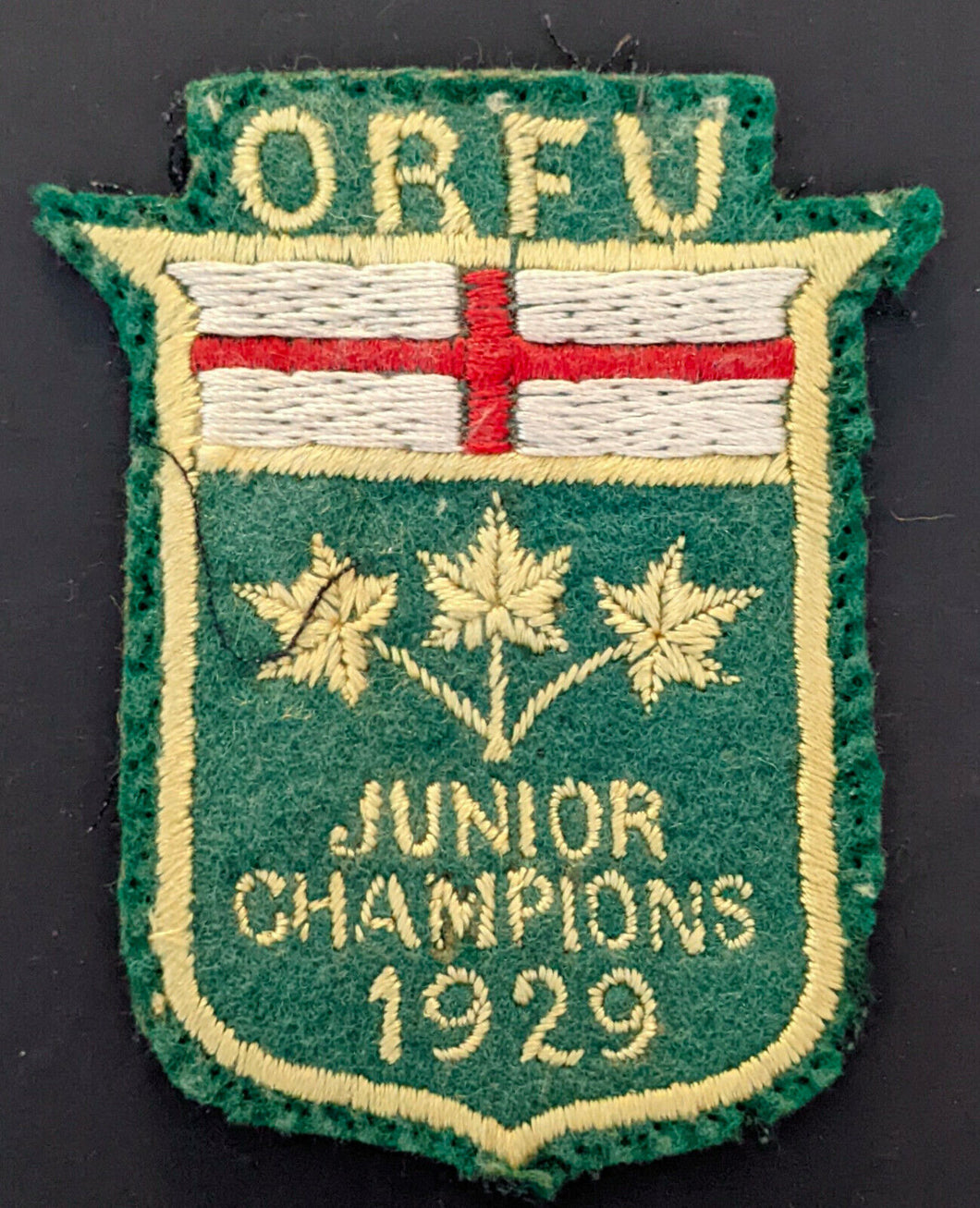 1929 Ontario Rugby Union Junior Champions Jersey Patch St. Thomas Tigers Crest