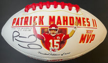 Load image into Gallery viewer, Patrick Mahomes Autographed MVP Custom Football Signed Kansas City Chiefs JSA
