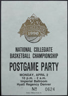 1990 NCAA Final Four Championship Game Post Game Party Invite Vintage Basketball