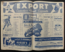 Load image into Gallery viewer, 1952 NHL Hockey Vintage Program Toronto Maple Leafs vs Detroit Red Wings MLG
