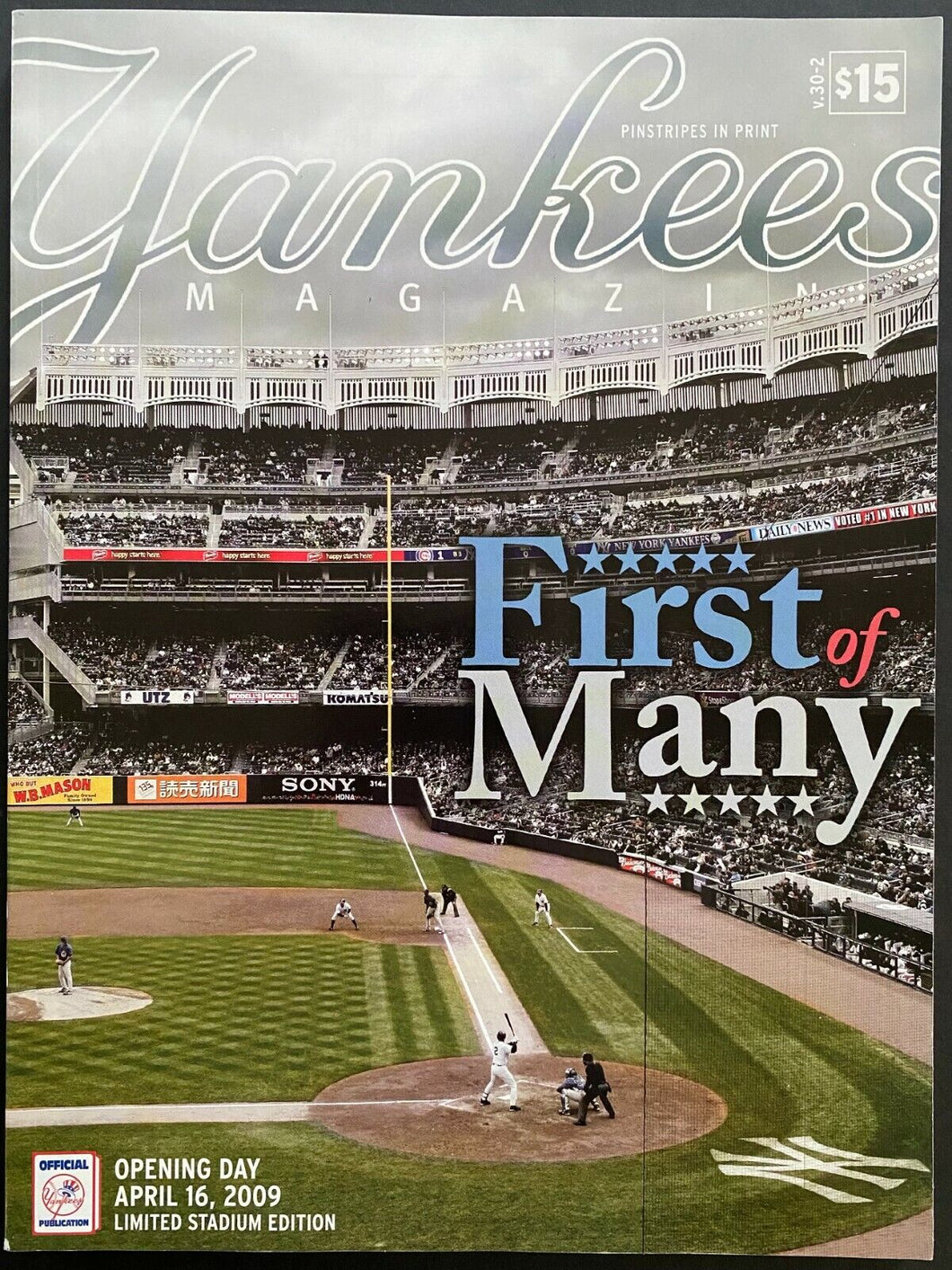 2009 MLB Baseball First Program New York Yankee Stadium Cleveland Indians
