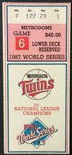 Load image into Gallery viewer, 1987 World Series Ticket Game 6 MLB Baseball Minnesota Metrodome Twins St. Louis
