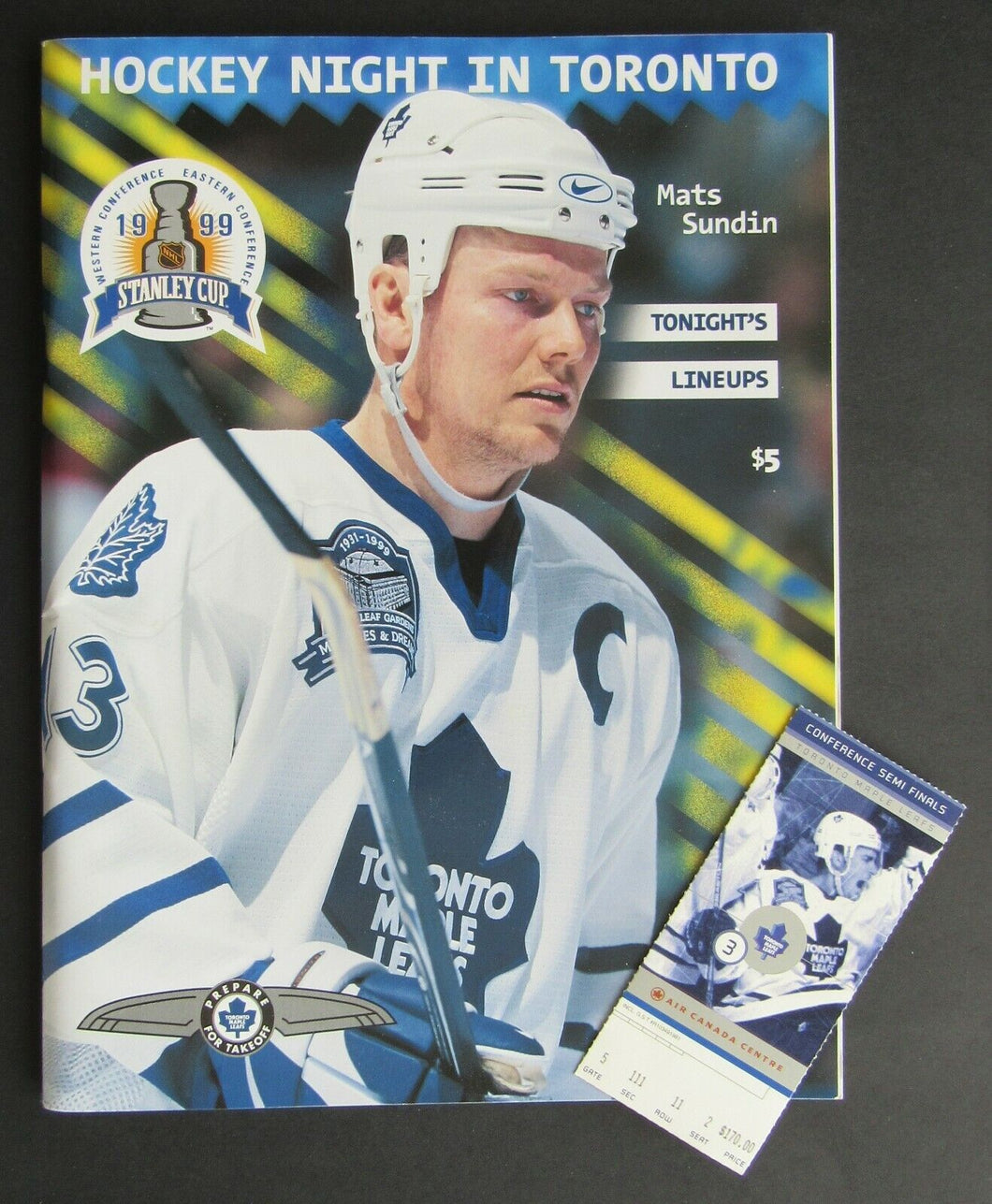 1999 ACC NHL Hockey Program Toronto Maple Leafs vs Penguins + Ticket