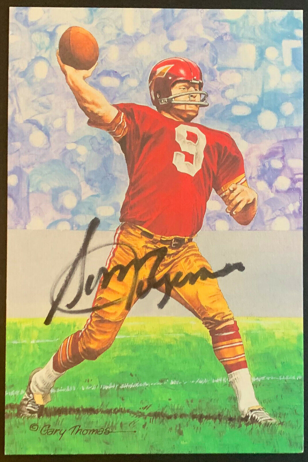 Sonny Jurgensen Autographed Limited Edition Goal Line Art Postcard JSA Authentic