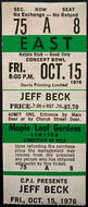 1976 Full Ticket Jeff Beck + REO Speedwagon @ Maple Leaf Gardens Concert Toronto