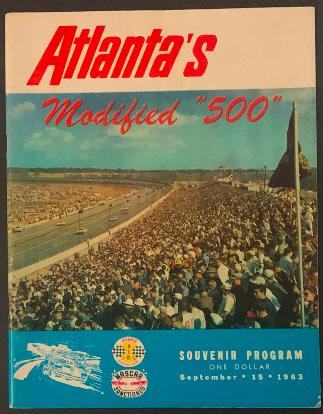 1963 1st Ever 500 Mile Modified Stock Car Race Program Atlanta Rain Delay 1 Week