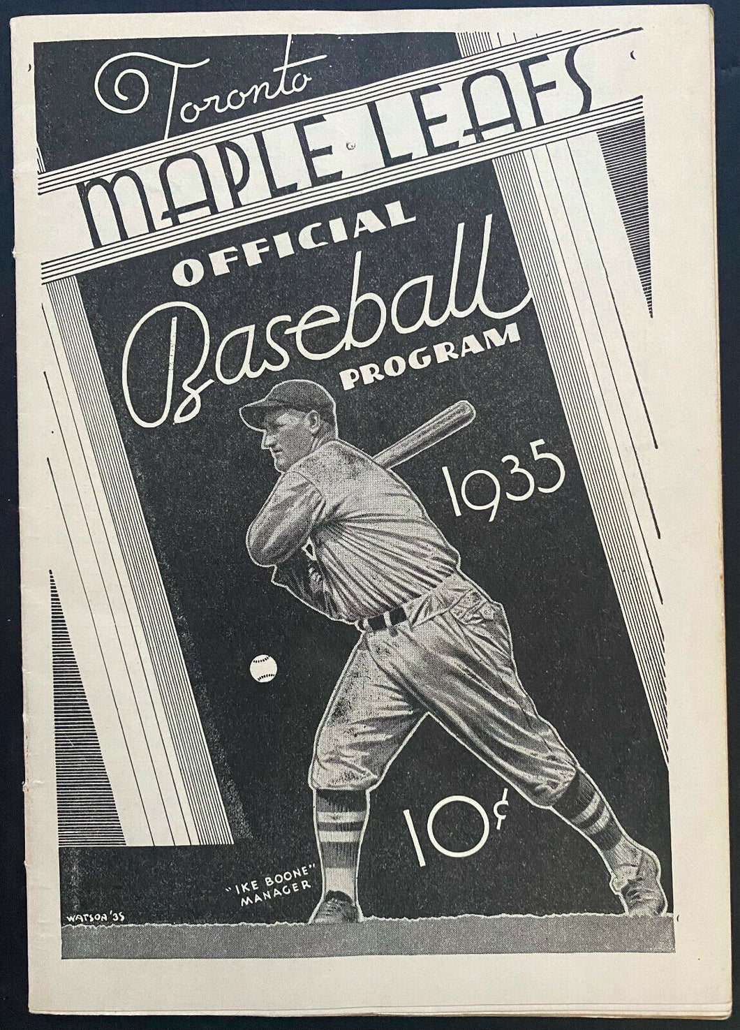 1935 Rochester Red Wings Vs Toronto Maple Leafs Baseball Program Ike Boone