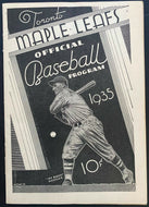 1935 Rochester Red Wings Vs Toronto Maple Leafs Baseball Program Ike Boone