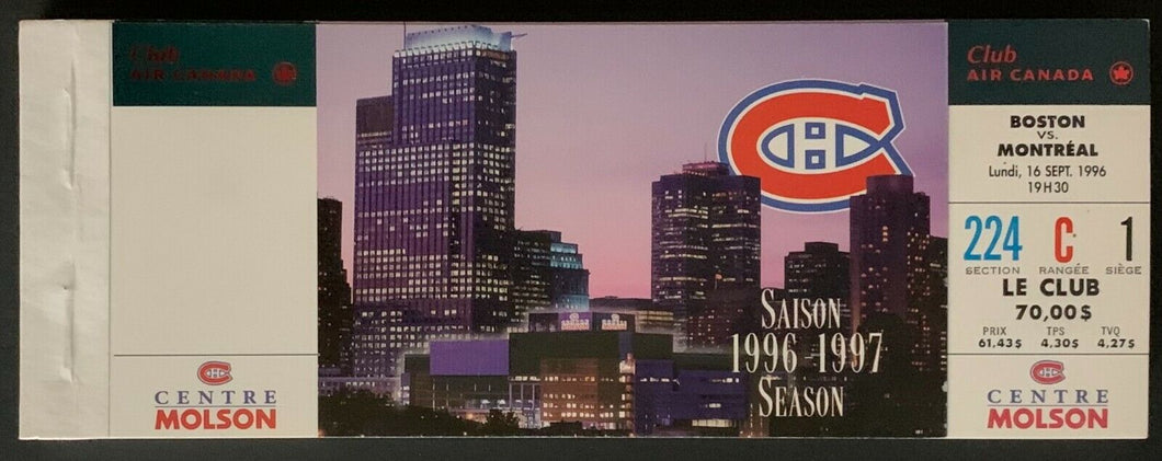 Montreal Canadiens Full Ticket Book 1st Season Molson Centre NHL Hockey Vintage