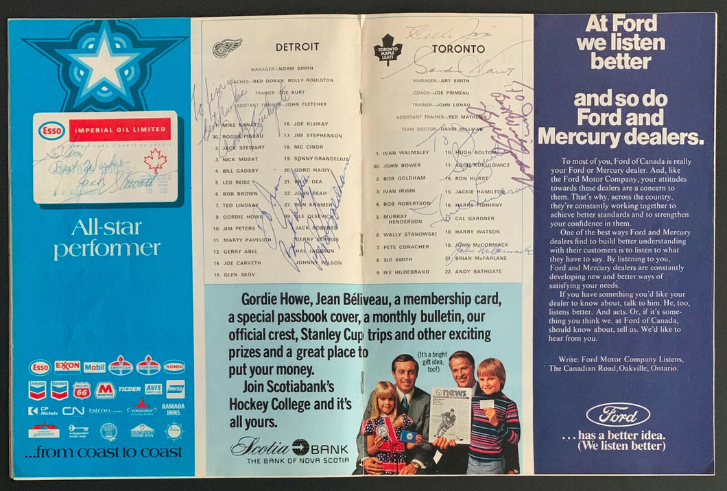 Maple Leaf Gardens NHL Old Timers Game Program Autographed Lineup Page x6 Howe