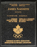 1995 James Naismith Hall of Fame Certificate Plaque Canada Basketball CBF LOA
