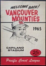 Load image into Gallery viewer, 1965 Vancouver Mounties Capilano Stadium Pacific Coast League Baseball Program
