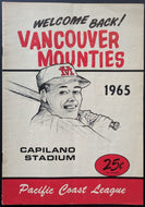 1965 Vancouver Mounties Capilano Stadium Pacific Coast League Baseball Program
