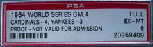 Load image into Gallery viewer, 1964 World Series Game 4 Full Proof Ticket MLB Cardinals vs NY Yankees PSA 6
