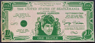 1964 George Harrison United States Of Beatlemania $1 Bill Beatles Novelty Fab 4