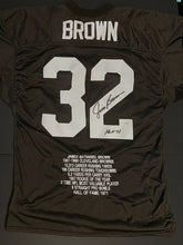 Load image into Gallery viewer, Jim Brown Autographed Stats Jersey Cleveland Browns Signed NFL Football JSA COA
