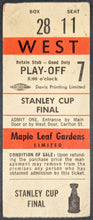 Load image into Gallery viewer, 1964 Stanley Cup Finals Game 5 Full Ticket Maple Leafs Red Wings NHL Hockey MLG
