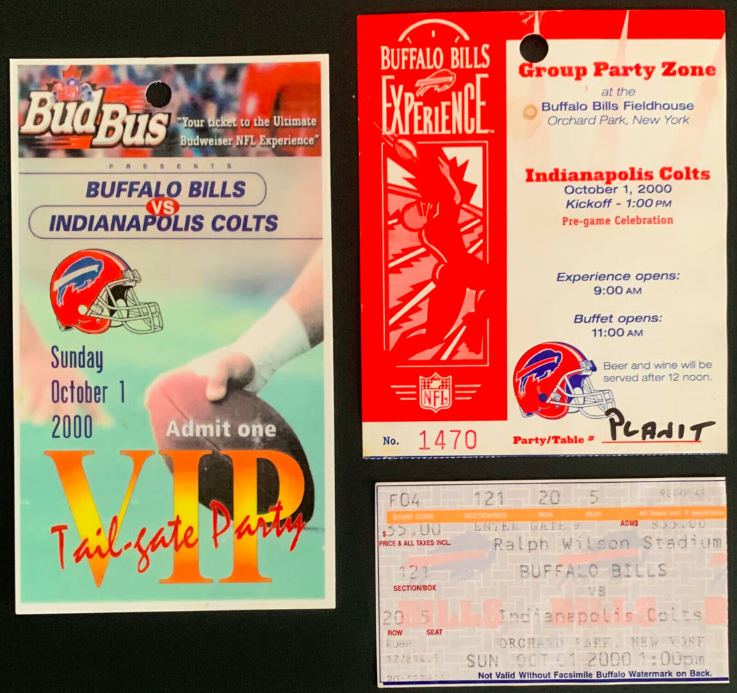 2000 NFL Football Ticket + 2 Bud Bus VIP Passes Buffalo Bills vs Indianapolis